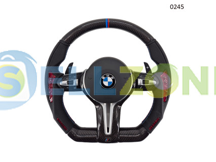 Σπορ τιμόνι κομμένο με κόκκινο και μαύρο carbon για BMW 5 6 7 σειράς F M Sport –  0245